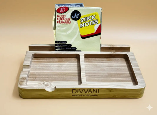 3 in 1 Bamboo Desk Organizer (Flat Plate Style)