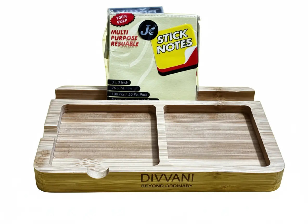 3 in 1 Bamboo Desk Organizer (Flat Plate Style)